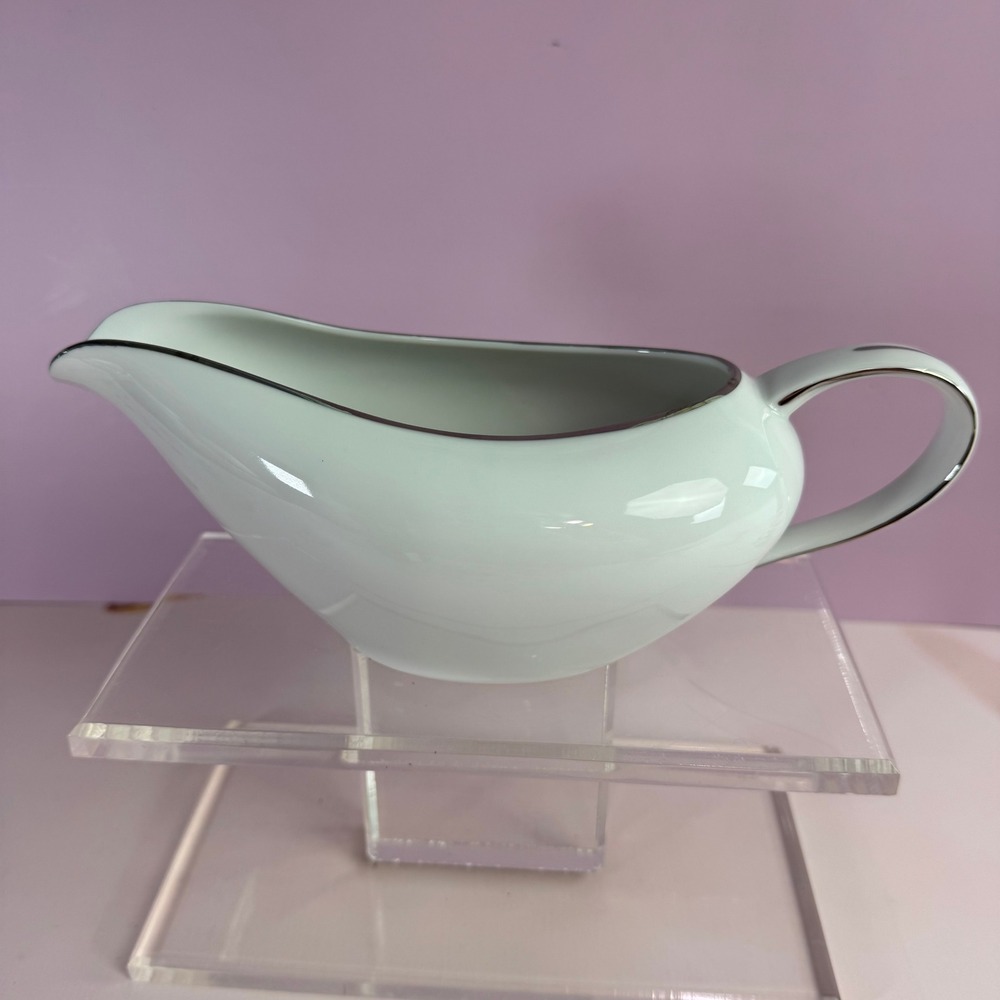VTG Royal M by Mitashoten Japan Platinum Knight Gravy Boat White Silver M109 - Picture 2 of 9